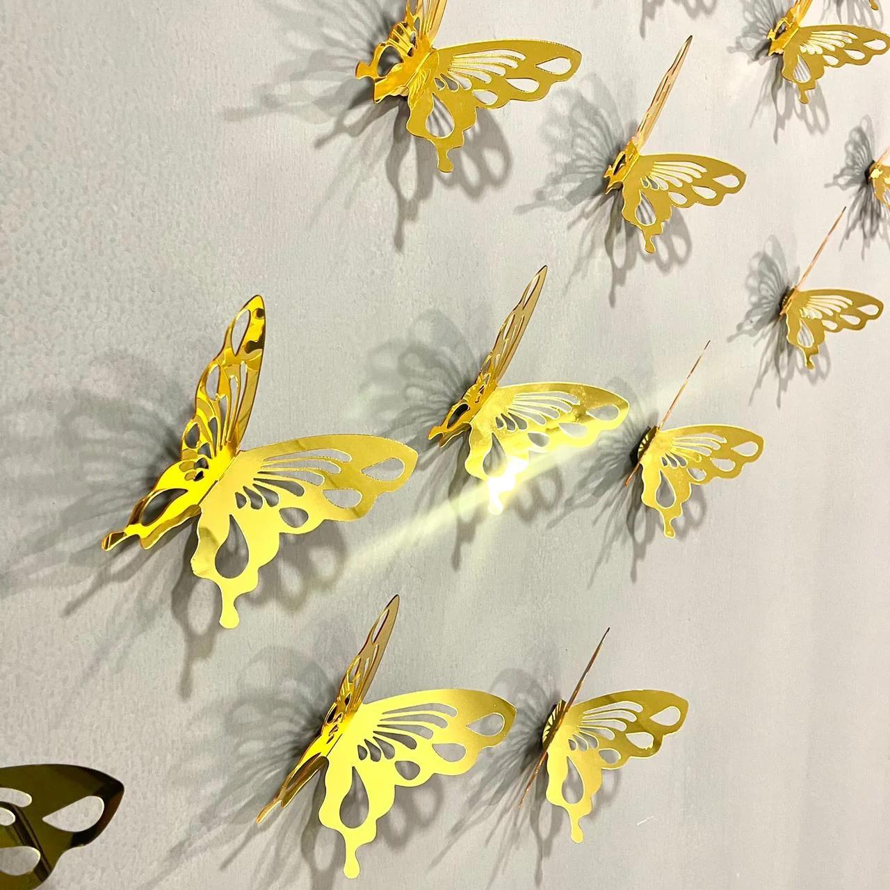 12 Acrylic Butterfly Bliss Decorative Wall Stickers